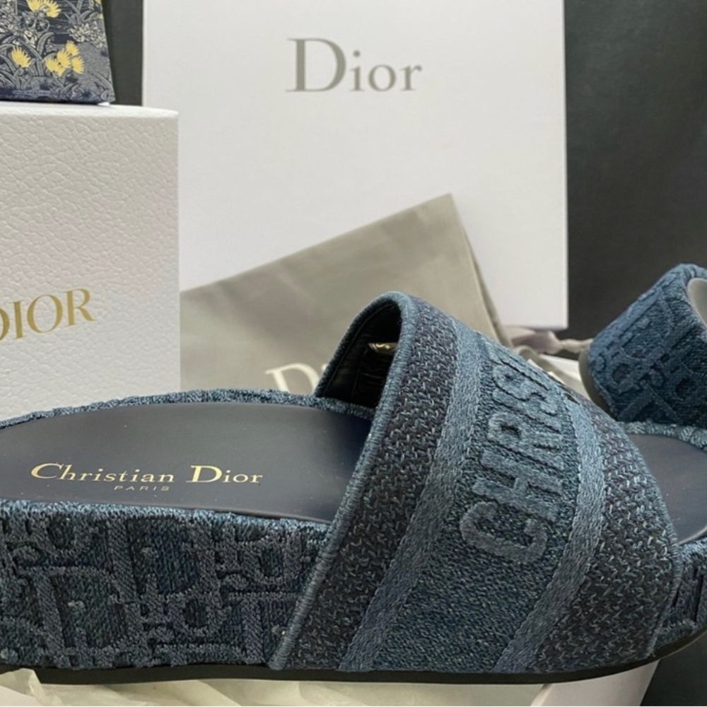 Denim Oblique Dway Sandals Size 8 Authentic